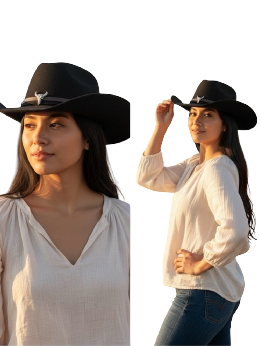Black Faux Suede Western Cowboy Hat